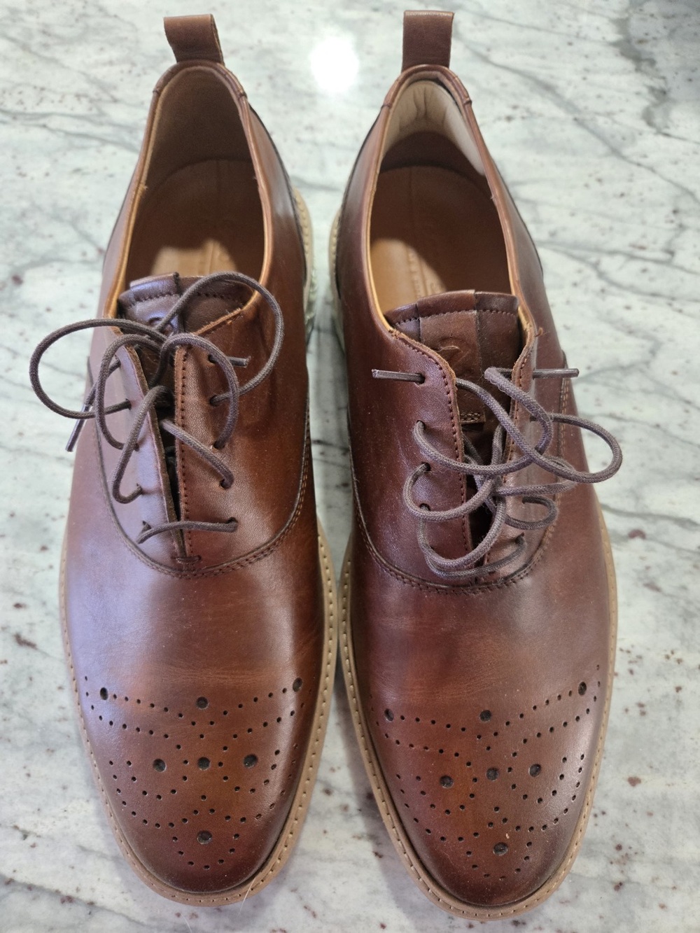Ecco Brown Leather Wingtip Derbys